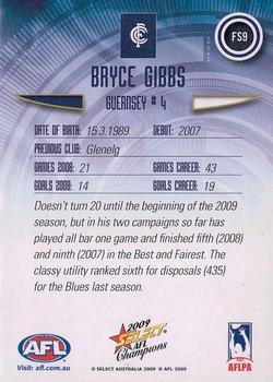 2009 Select AFL Champions - Gold Foil Signatures #FS9 Bryce Gibbs Back